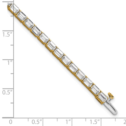14K Yellow Gold Lab Grown Diamond Vs+ F+ Emerald Tennis Bracelet