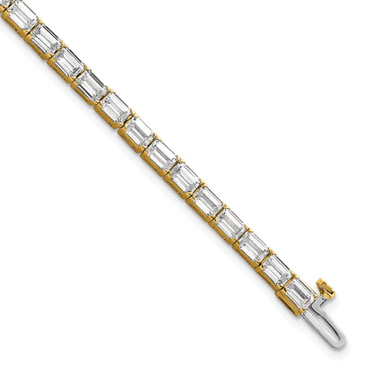 14K Yellow Gold Lab Grown Diamond Vs+ F+ Emerald Tennis Bracelet