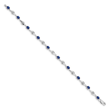 10K White Gold Blue Sapphire/White Sapphire Bracelet