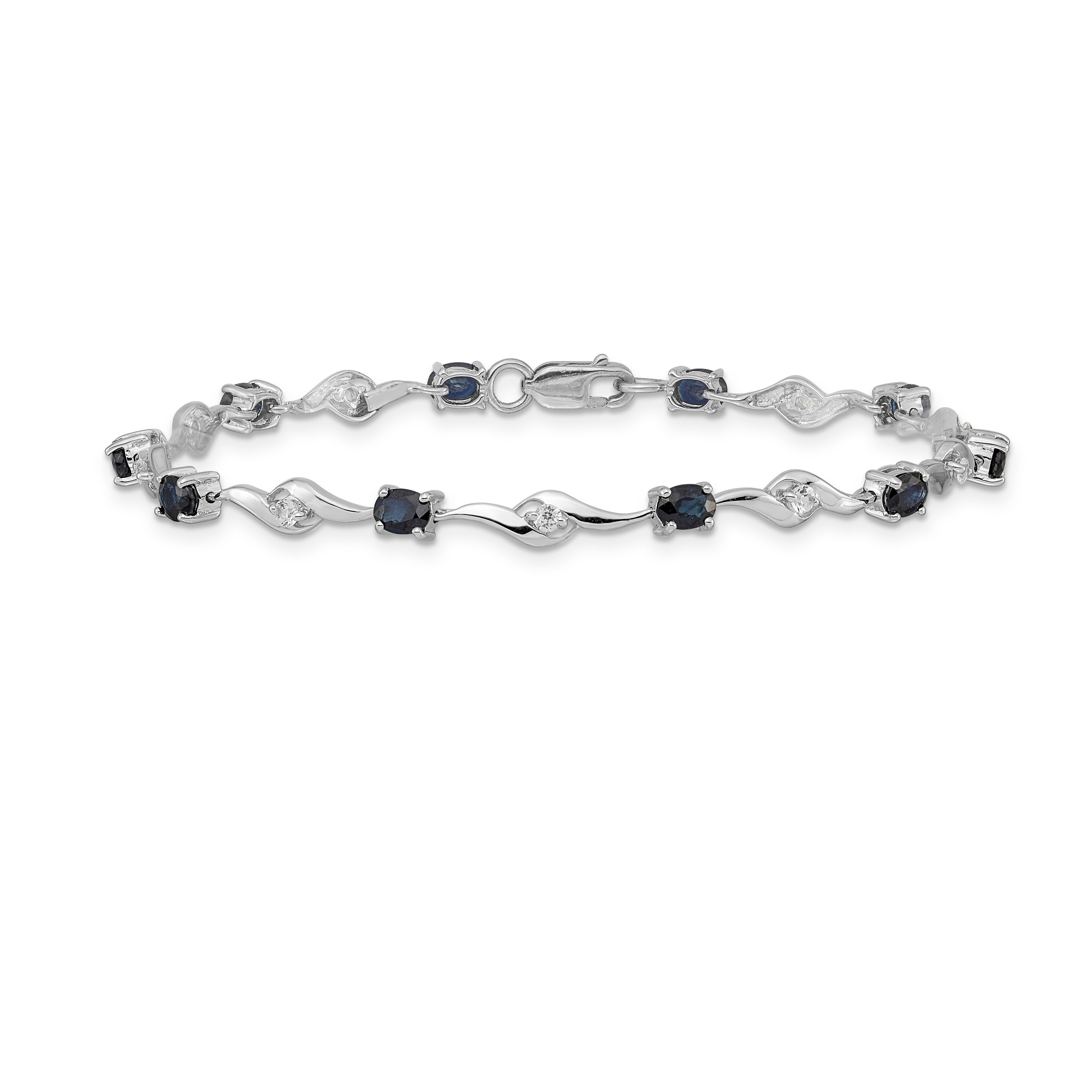 10K White Gold Blue Sapphire/White Sapphire Bracelet