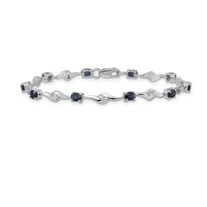 10K White Gold Blue Sapphire/White Sapphire Bracelet