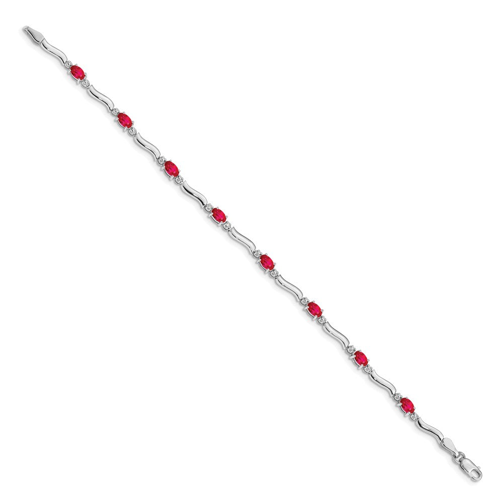 10K White Gold Diamond And Ruby Bracelet