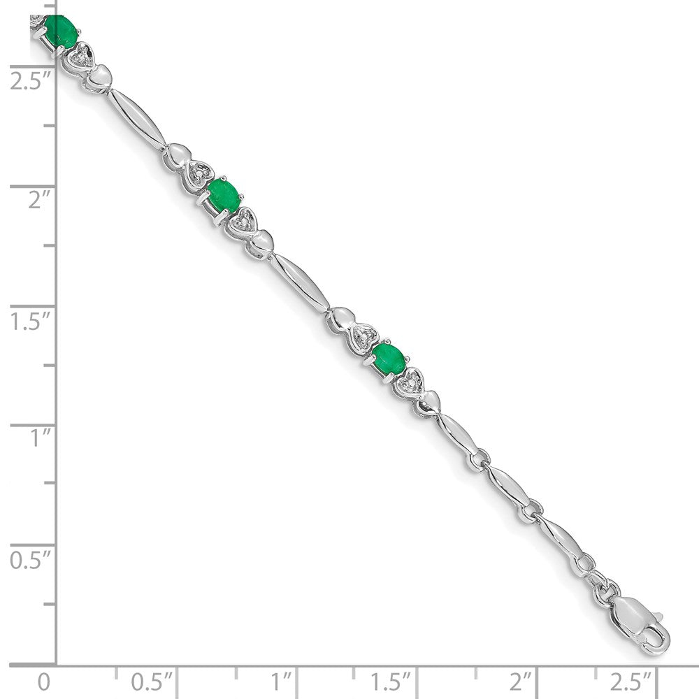 10K White Gold Diamond And Emerald Bracelet