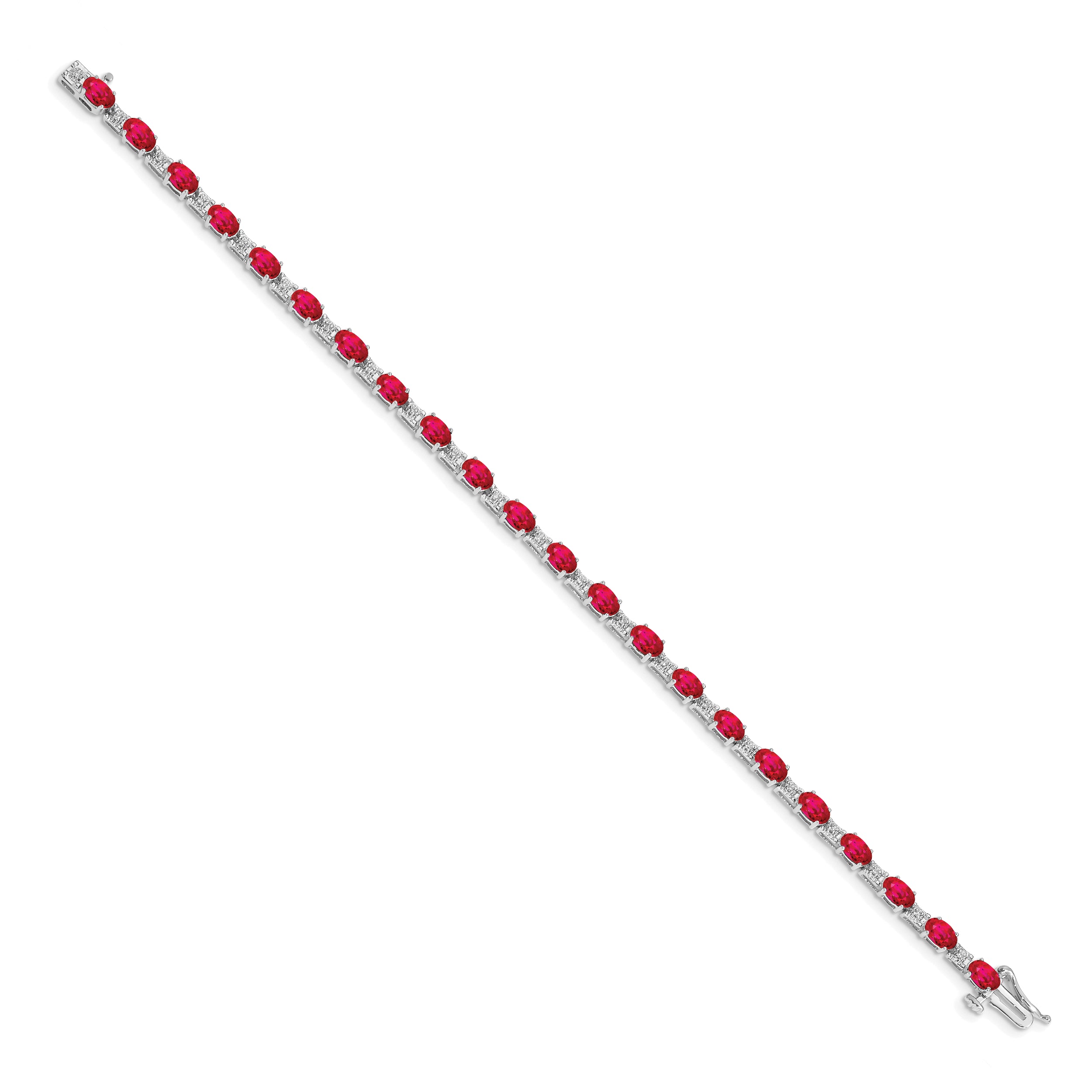 10K White Gold Diamond And Ruby Bracelet