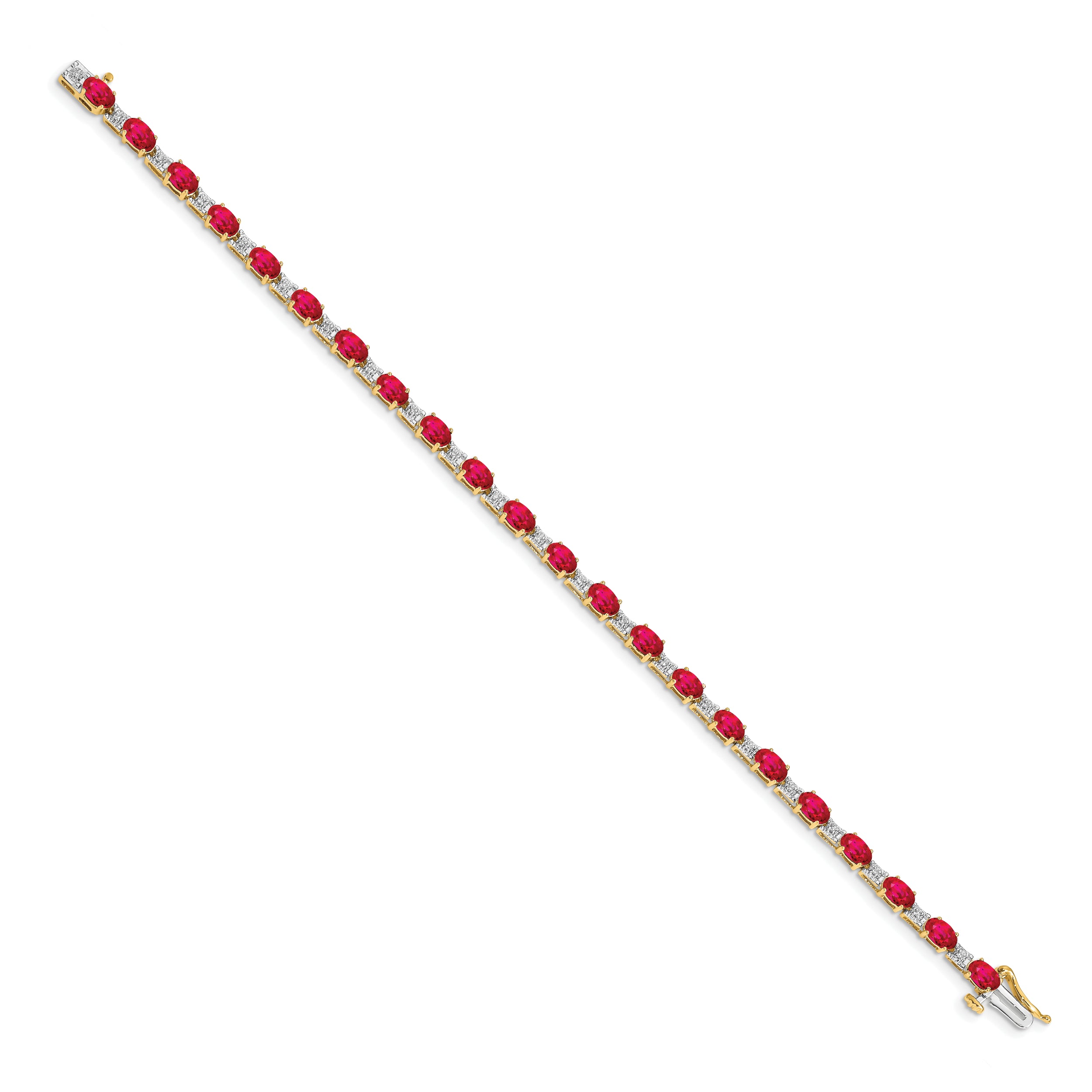 10K Yellow Gold Diamond And Ruby Bracelet