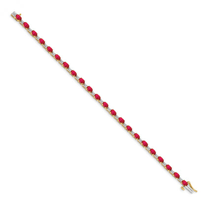 10K Yellow Gold Diamond And Ruby Bracelet