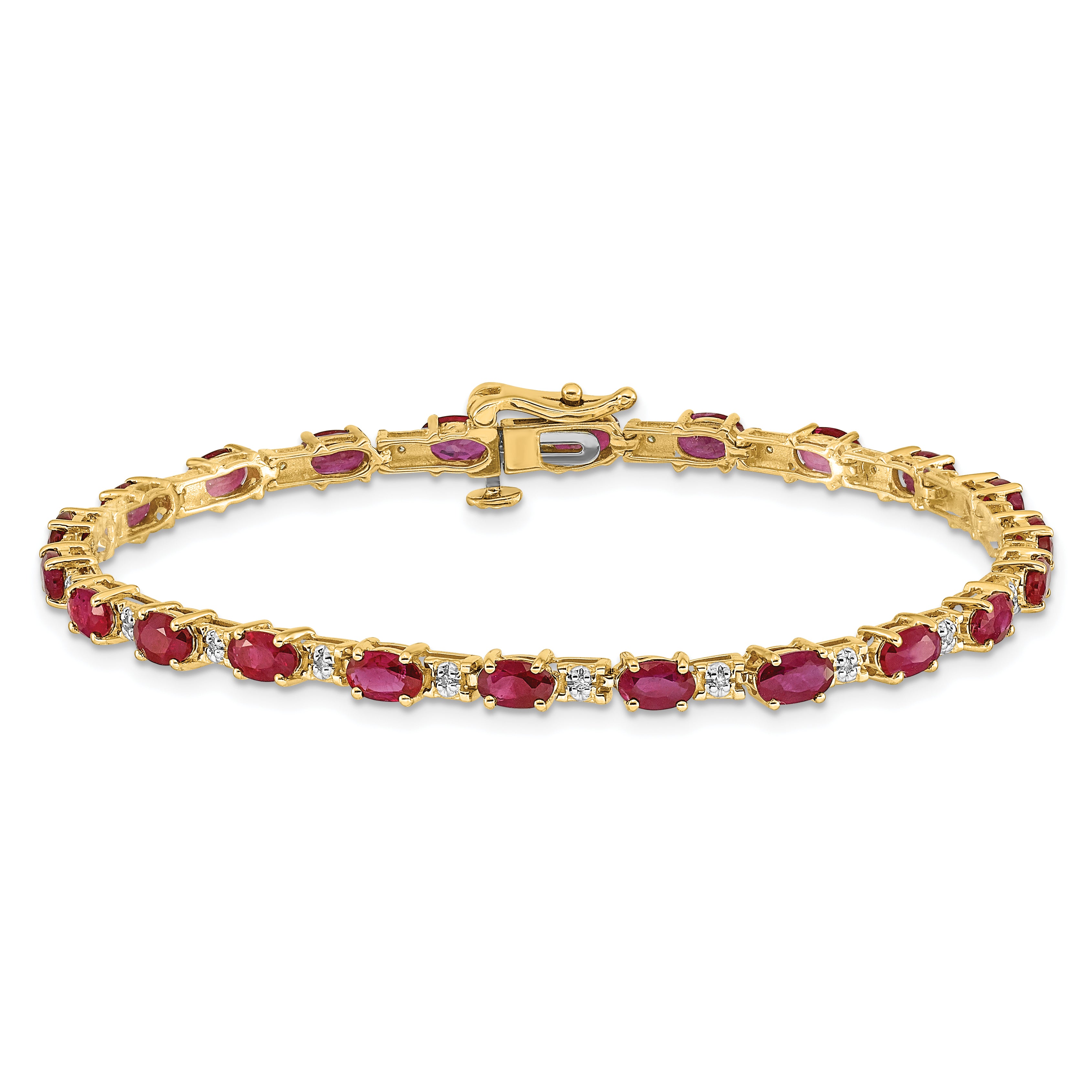 10K Yellow Gold Diamond And Ruby Bracelet