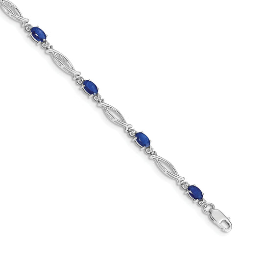 10K White Gold Diamond And Sapphire Bracelet