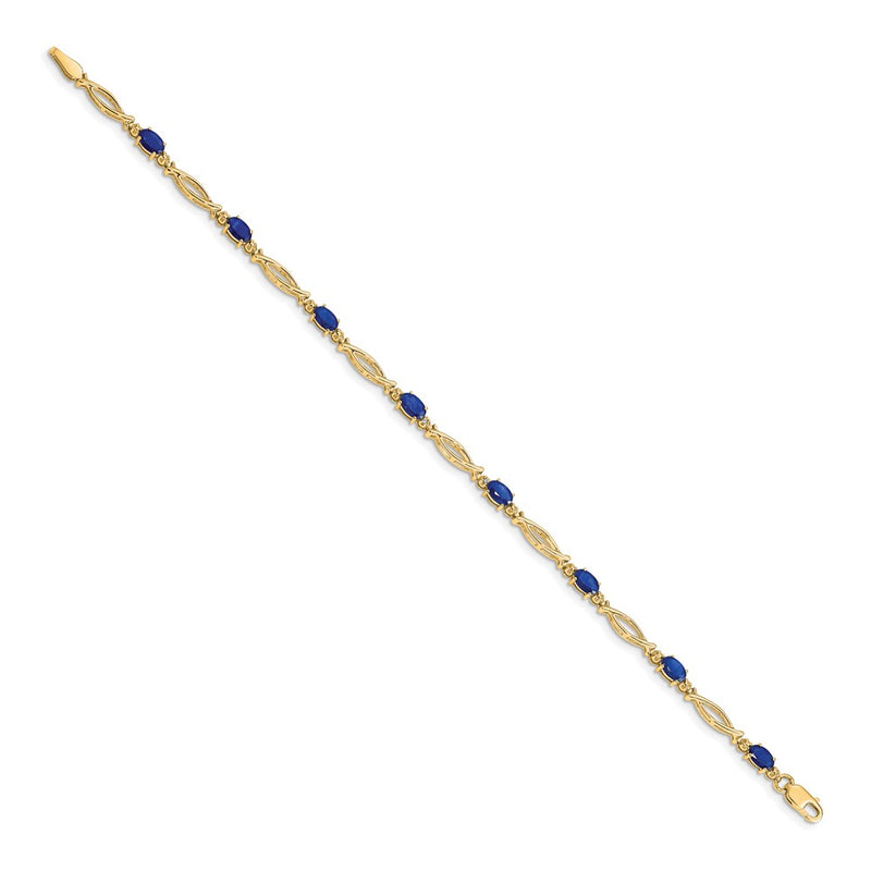10K Yellow Gold Diamond And Sapphire Bracelet