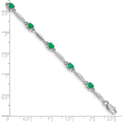 10K White Gold Diamond And Emerald Bracelet