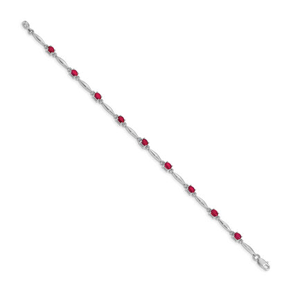 10K White Gold Diamond And Ruby Bracelet