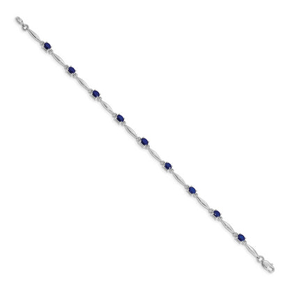 10K White Gold Diamond And Sapphire Bracelet