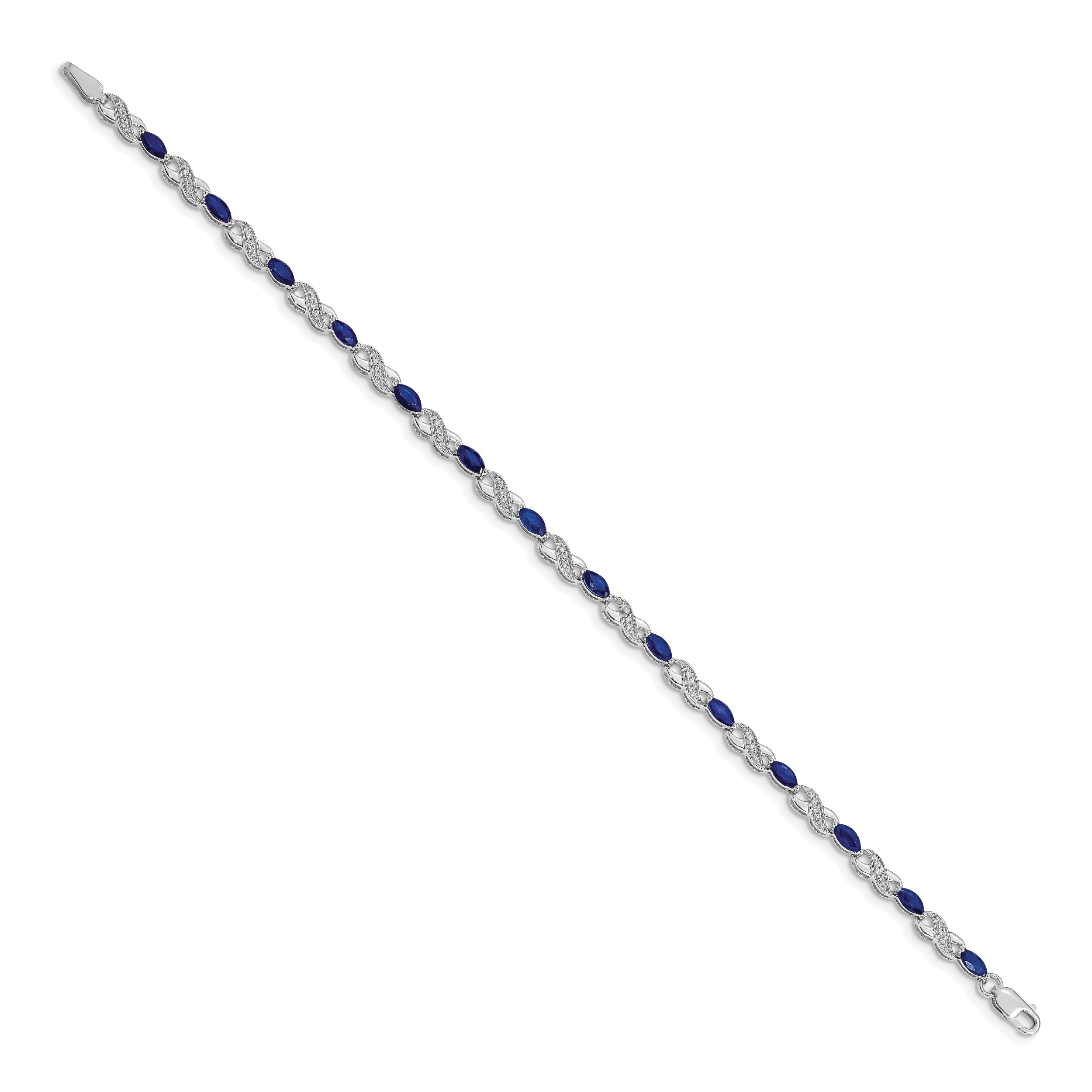10K White Gold Diamond And Sapphire Infinity Bracelet