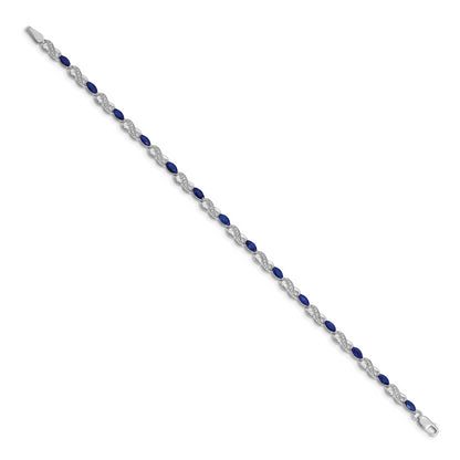 10K White Gold Diamond And Sapphire Infinity Bracelet