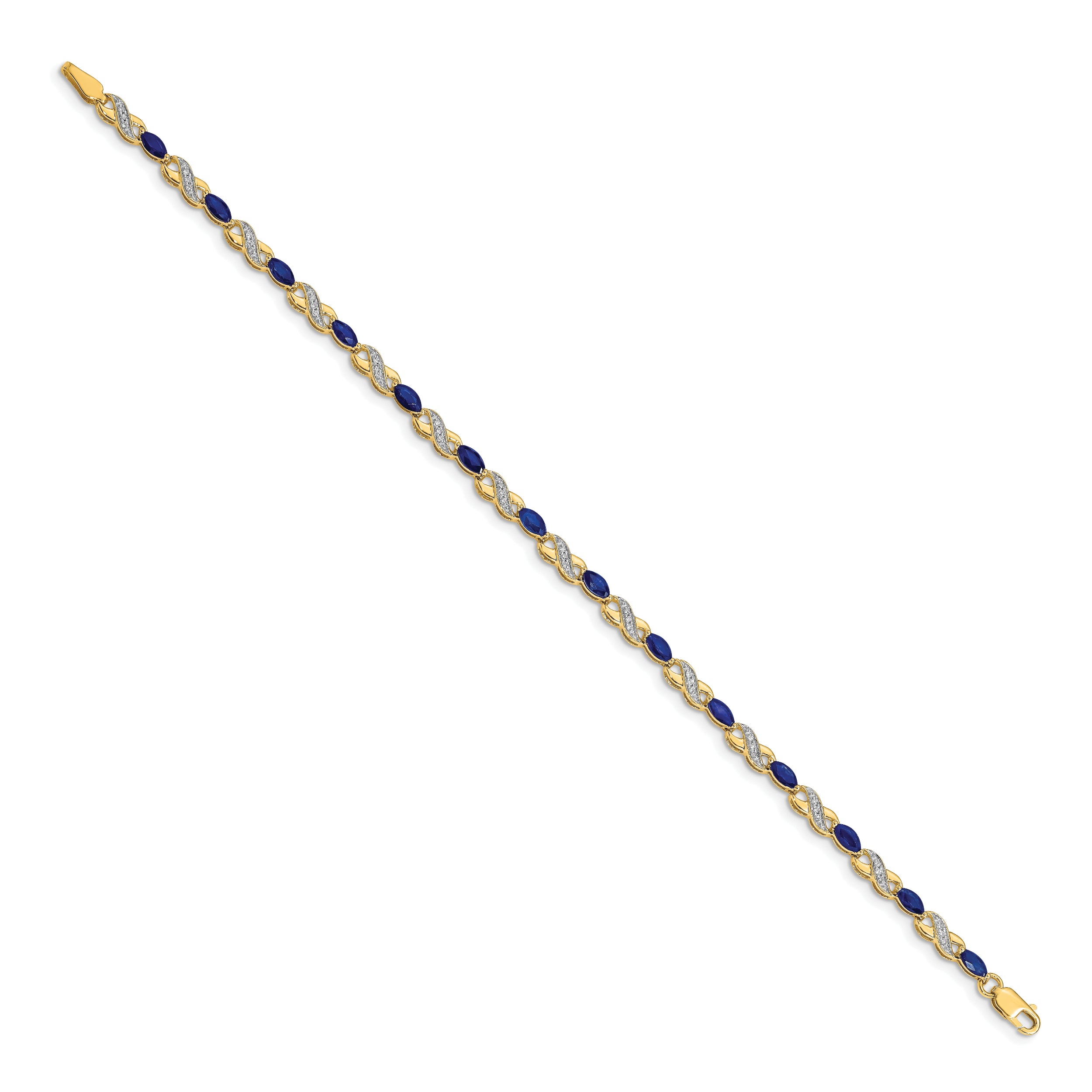 10K Yellow Gold Diamond And Sapphire Infinity Bracelet