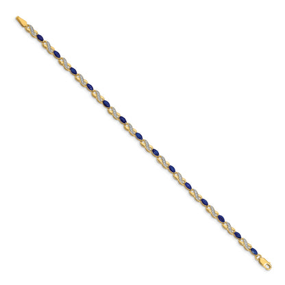 10K Yellow Gold Diamond And Sapphire Infinity Bracelet