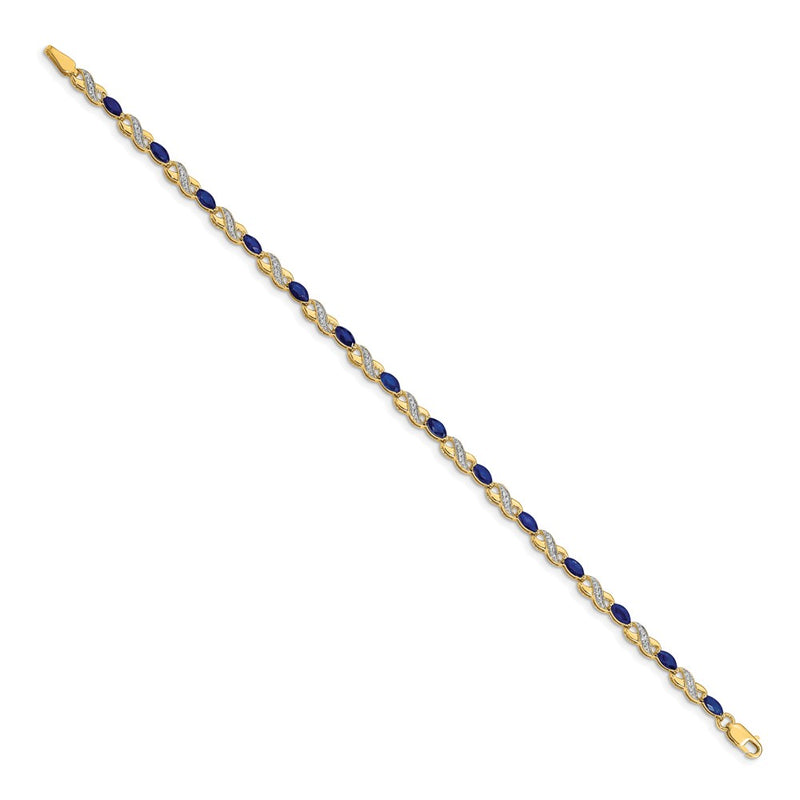 10K Yellow Gold Diamond And Sapphire Infinity Bracelet