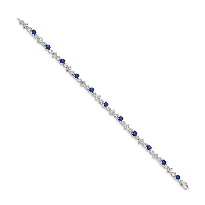 10K White Gold Diamond And Sapphire Bracelet