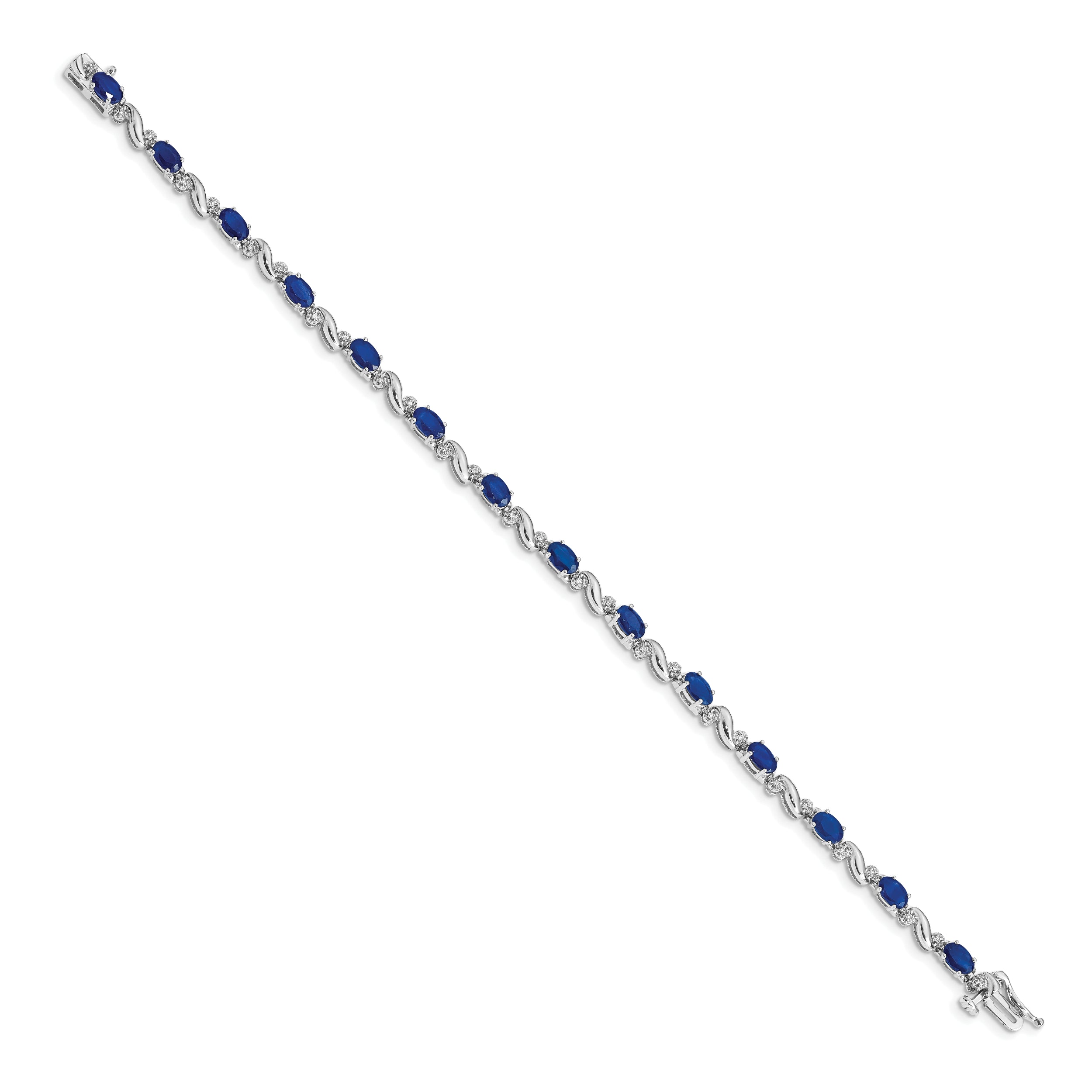 10K White Gold Diamond And Sapphire Bracelet