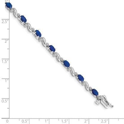 10K White Gold Diamond And Sapphire Bracelet