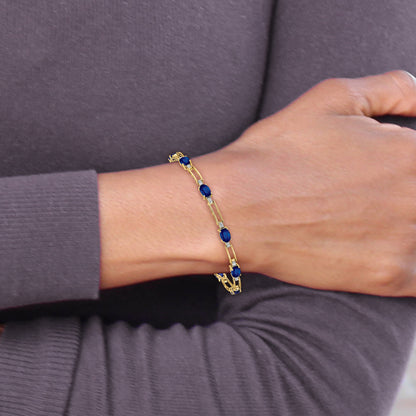 10K Yellow Gold Diamond And Sapphire Bracelet