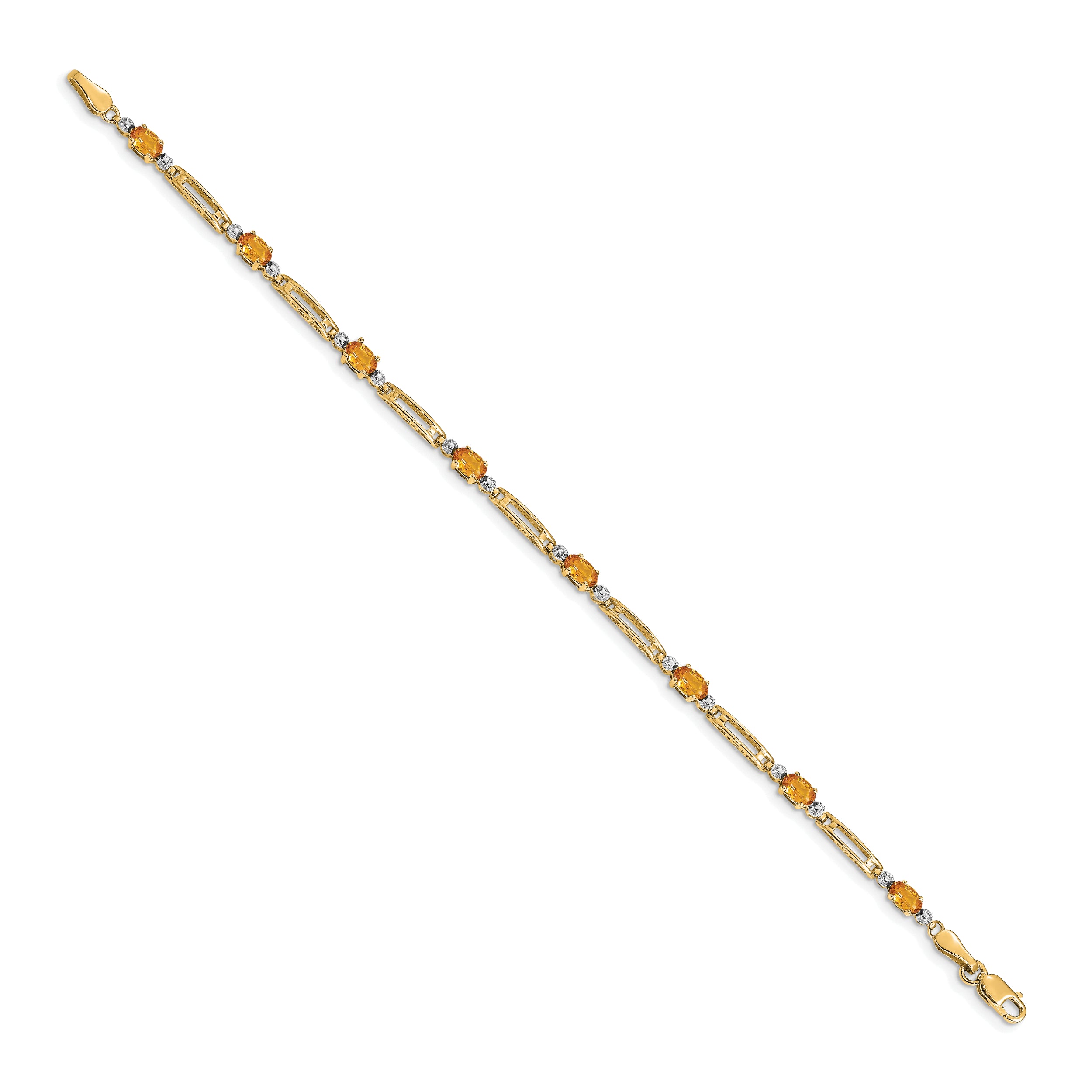10K Yellow Gold Diamond And Citrine Bracelet