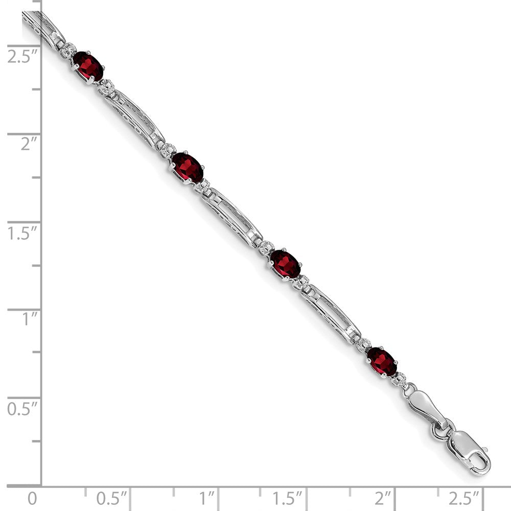 10K White Gold Diamond And Garnet Bracelet