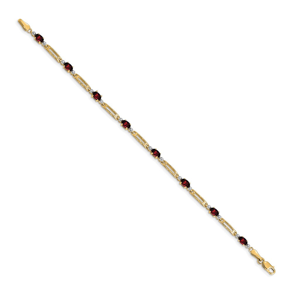 10K Yellow Gold Diamond And Garnet Bracelet