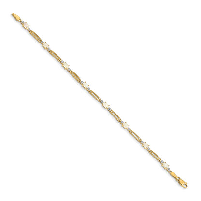 10K Yellow Gold Fancy Diamond And Opal Bracelet
