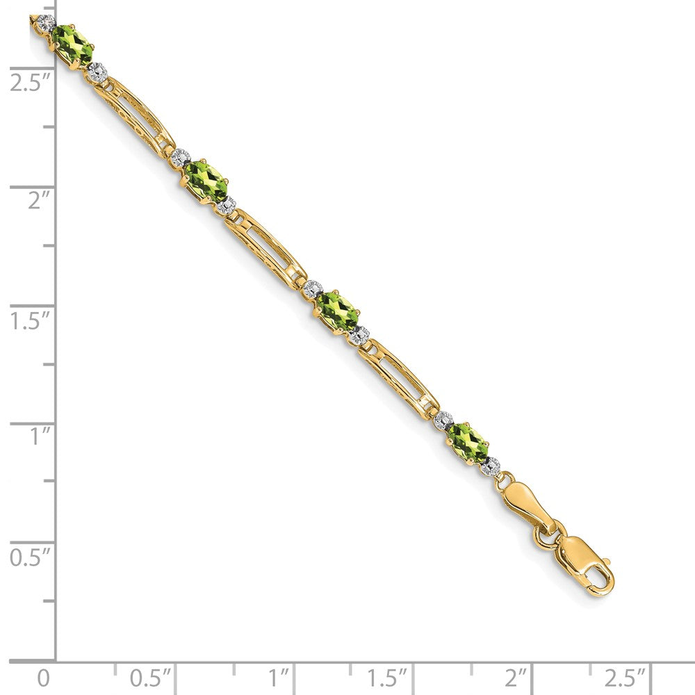 10K Yellow Gold Diamond And Peridot Bracelet