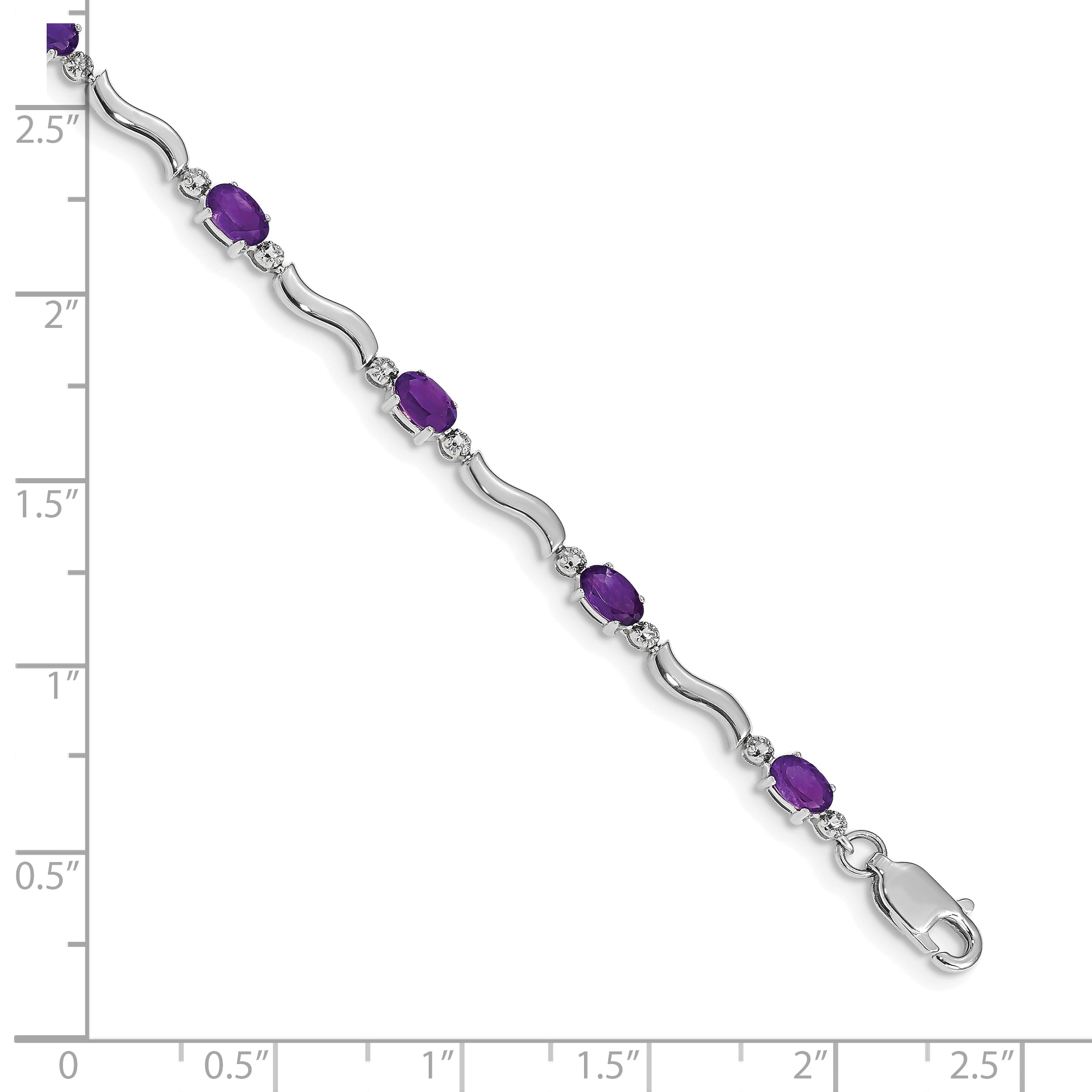 10K White Gold Diamond And Amethyst Bracelet