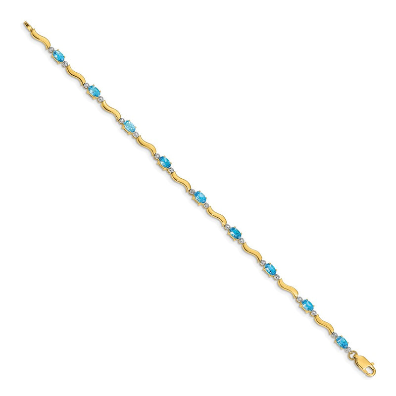 10K Yellow Gold Fancy Diamond And Blue Topaz Bracelet