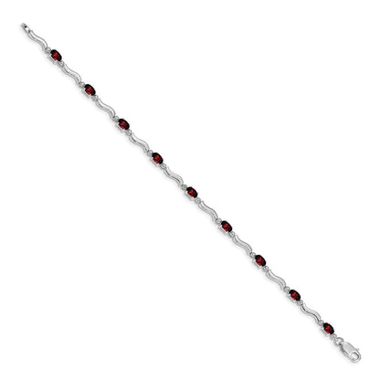 10K White Gold Fancy Diamond And Garnet Bracelet