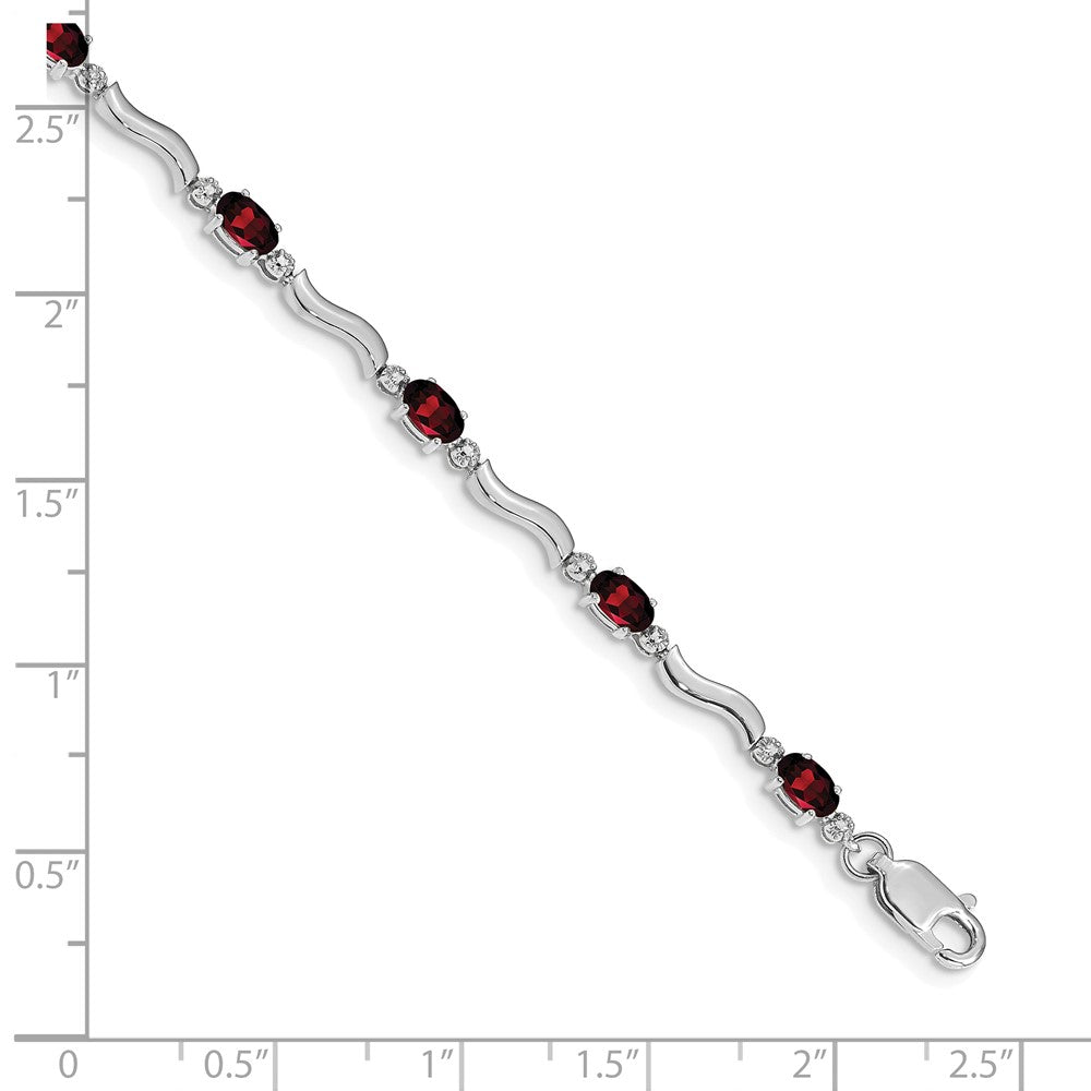 10K White Gold Fancy Diamond And Garnet Bracelet