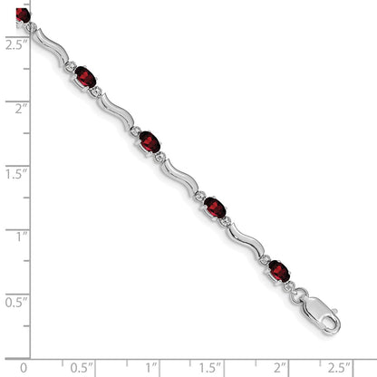 10K White Gold Fancy Diamond And Garnet Bracelet