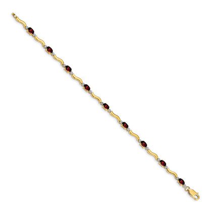 10K Yellow Gold Fancy Diamond And Garnet Bracelet