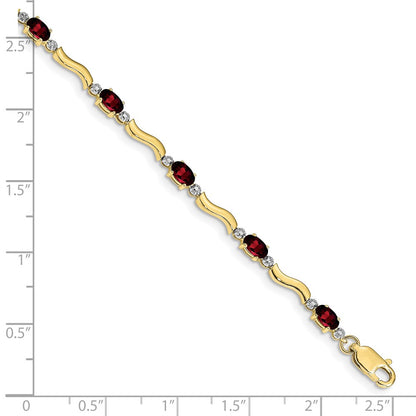 10K Yellow Gold Fancy Diamond And Garnet Bracelet