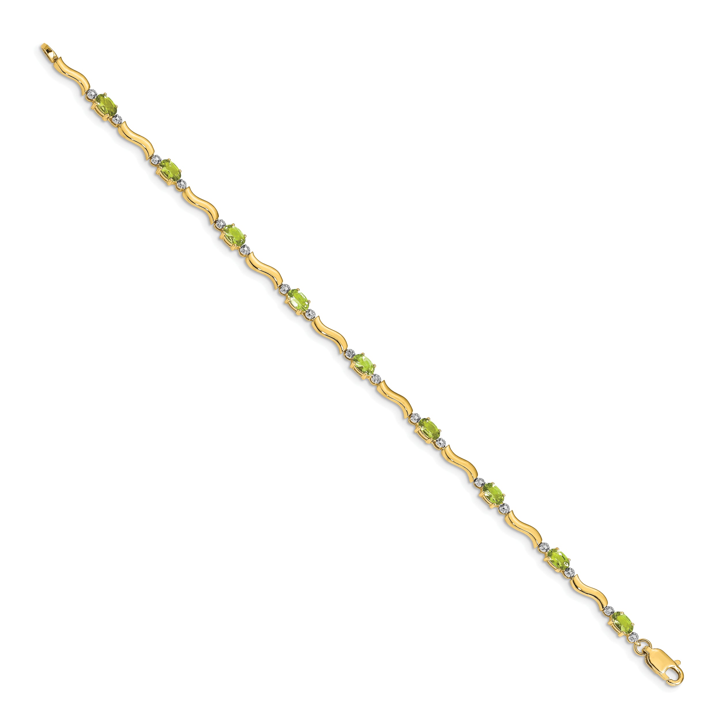 10K Yellow Gold Fancy Diamond And Peridot Bracelet