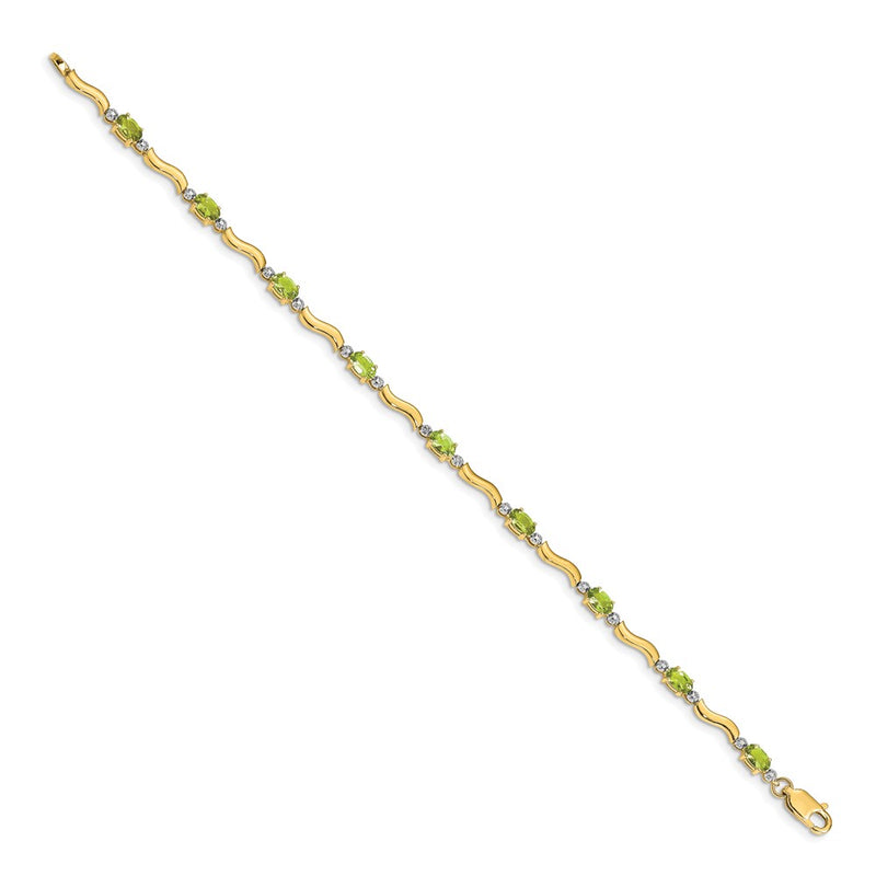 10K Yellow Gold Fancy Diamond And Peridot Bracelet