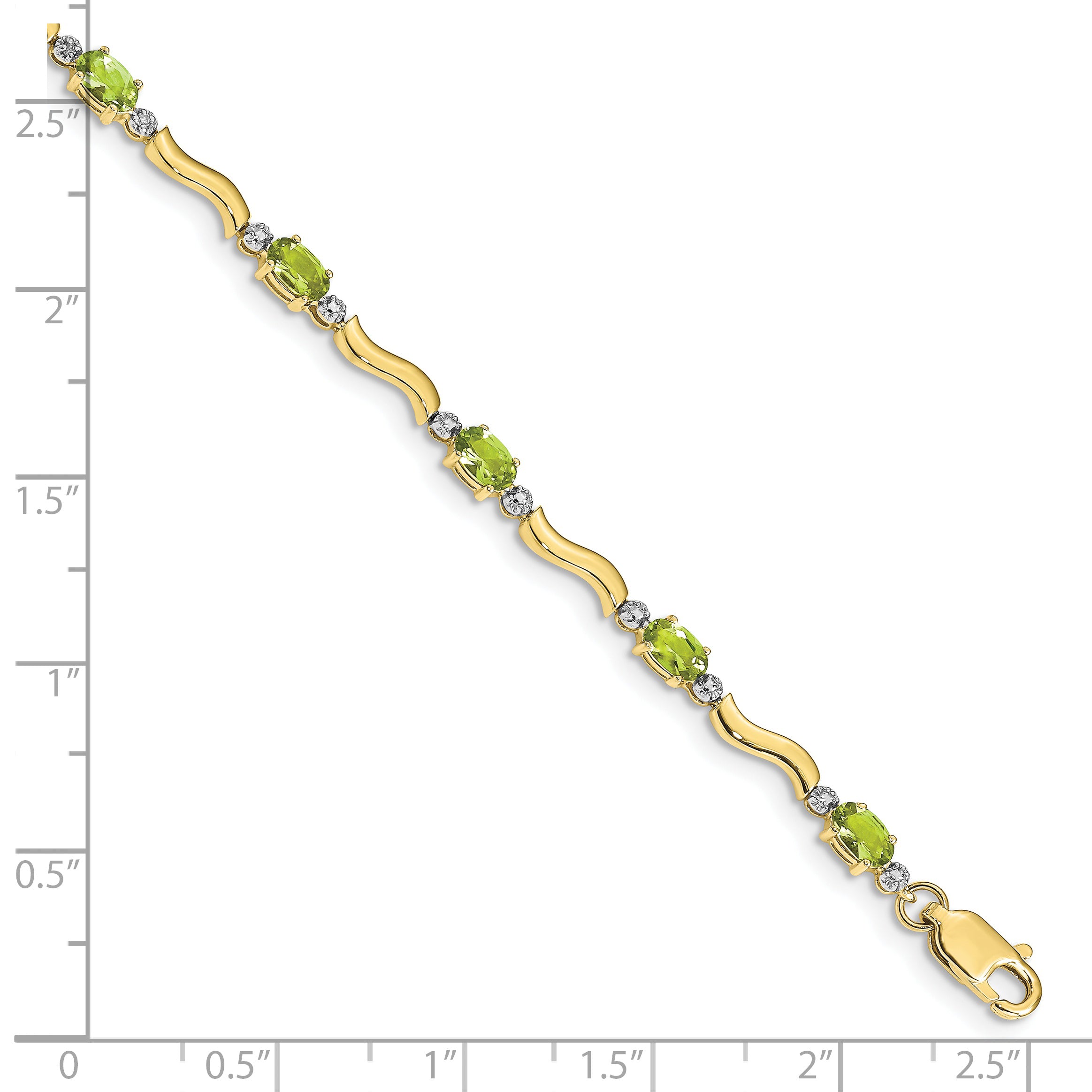 10K Yellow Gold Fancy Diamond And Peridot Bracelet
