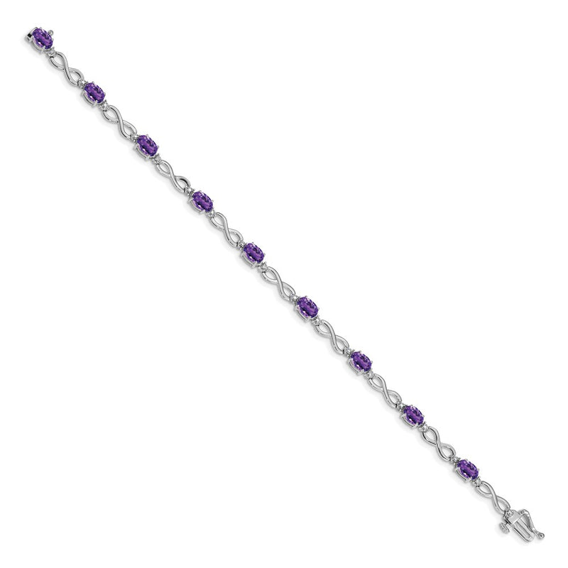 10K White Gold Amethyst And Diamond Infinity Bracelet