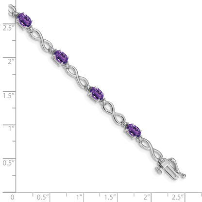 10K White Gold Amethyst And Diamond Infinity Bracelet