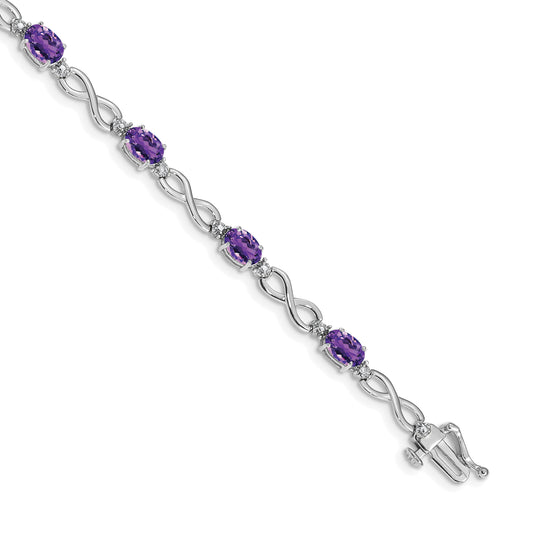 10K White Gold Amethyst And Diamond Infinity Bracelet