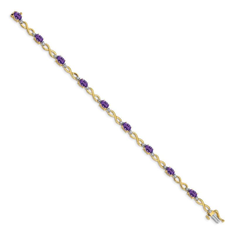 10K Yellow Gold Amethyst And Diamond Infinity Bracelet