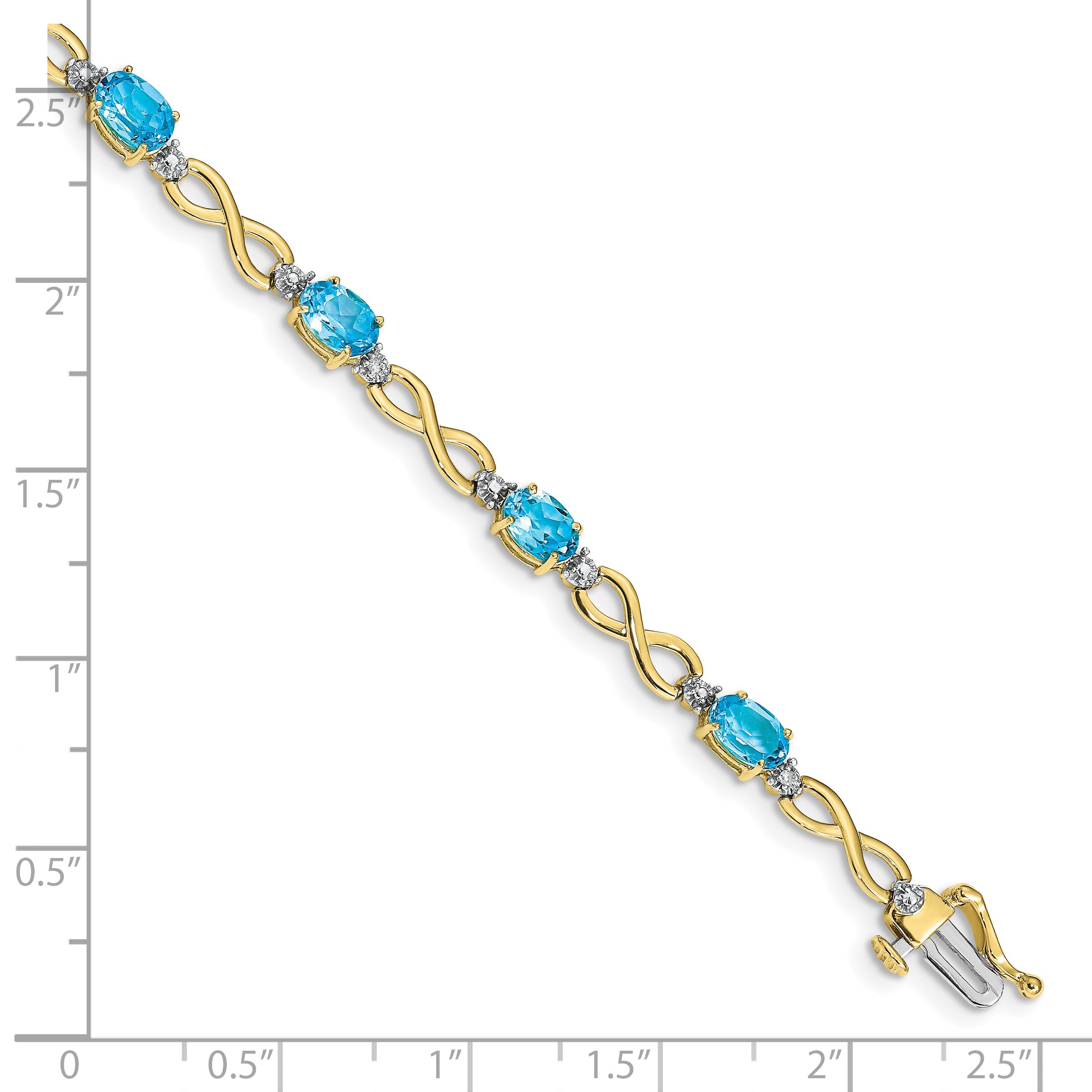 10K Yellow Gold Blue Topaz And Diamond Infinity Bracelet