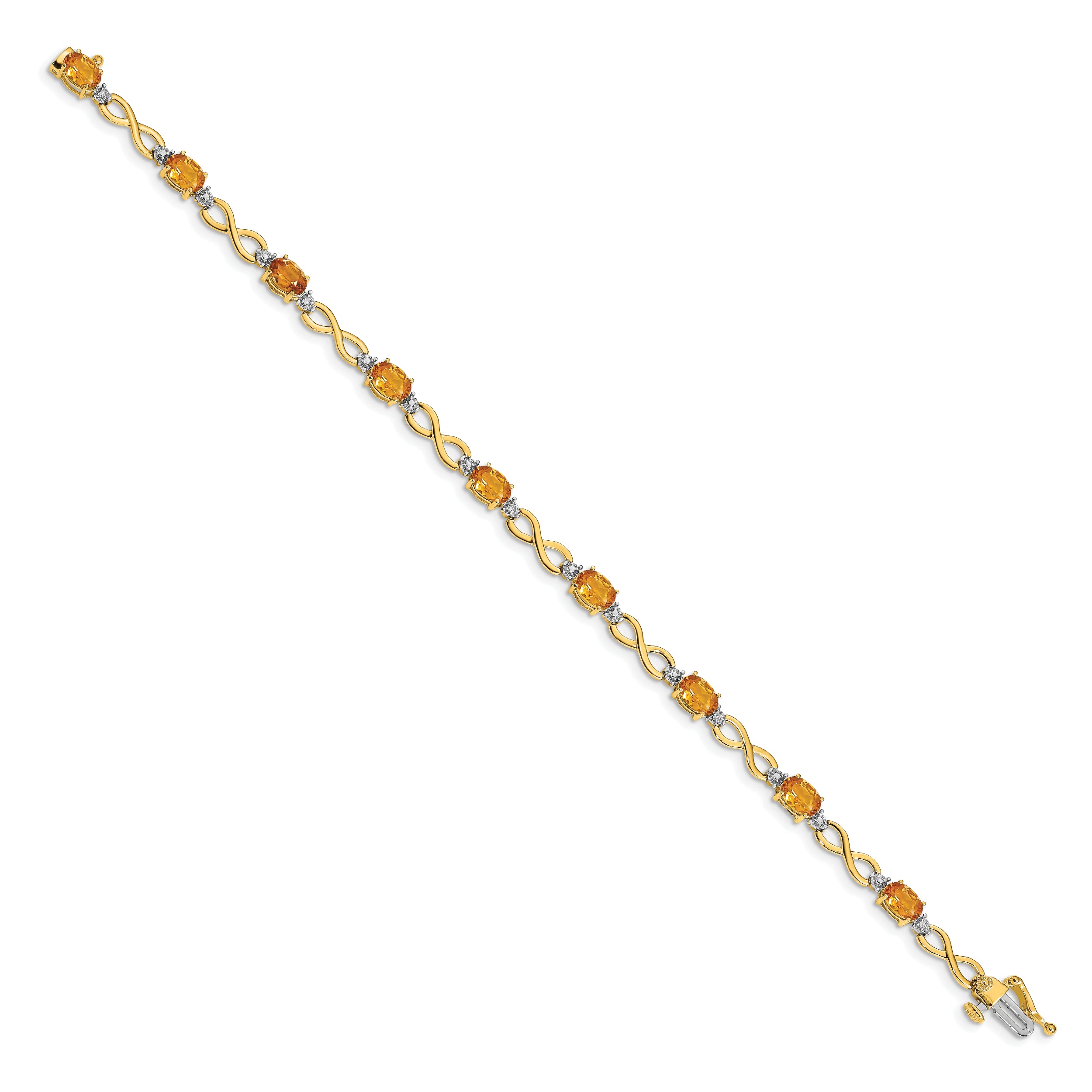 10K Yellow Gold Citrine Diamond Infinity Bracelet