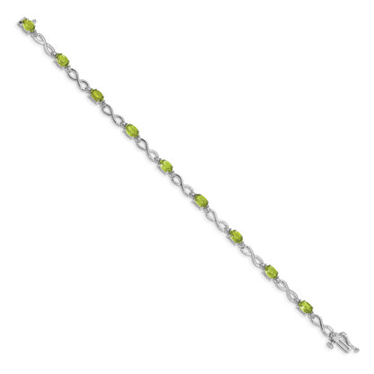10K White Gold Peridot And Diamond Infinity Bracelet