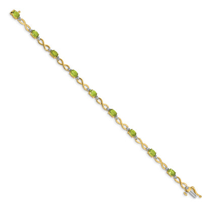 10K Yellow Gold Peridot And Diamond Infinity Bracelet