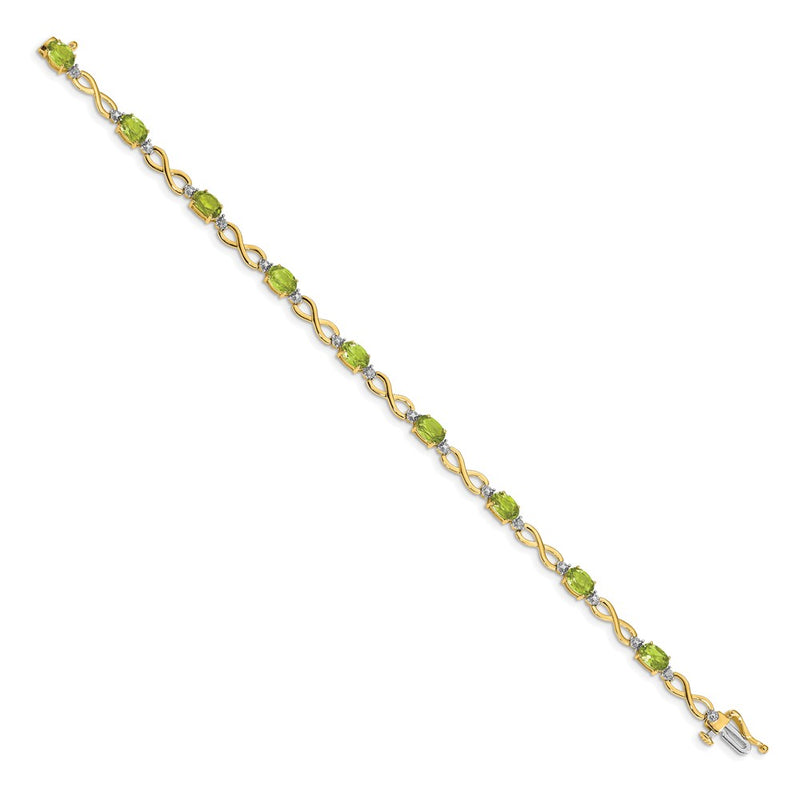 10K Yellow Gold Peridot And Diamond Infinity Bracelet