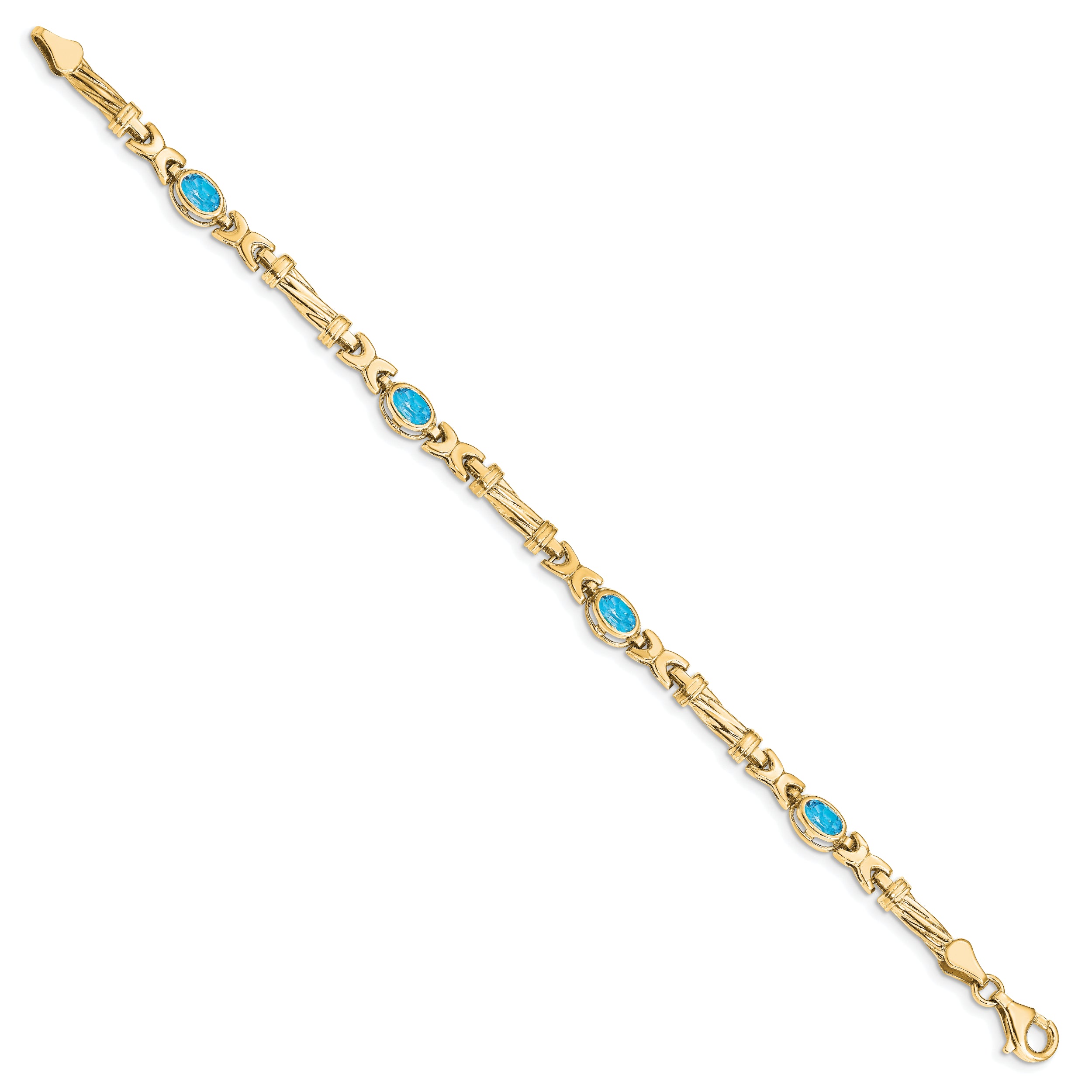 10K Yellow Gold Blue Topaz 4 Stone Bracelet